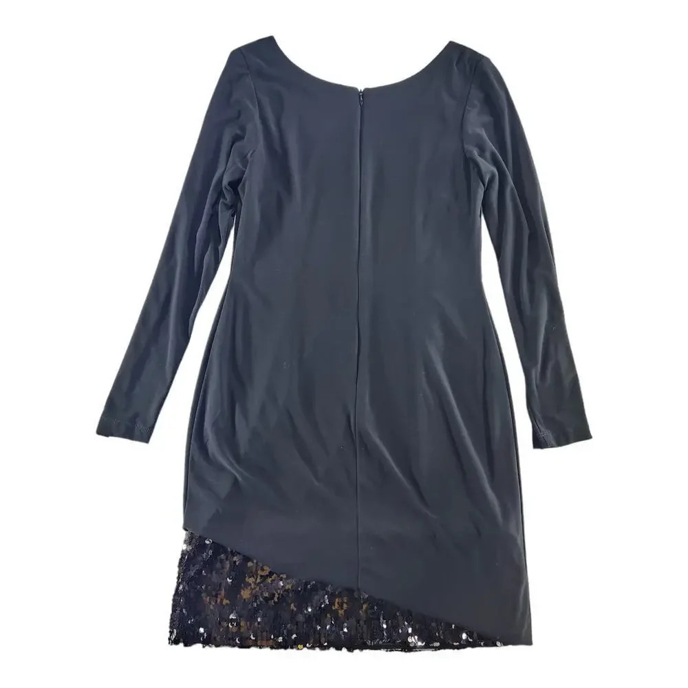 Betsy & Adam Womens Mini Cocktail Dress Size 6 Reversible Sequins Long Sleeve - Picture 8 of 11